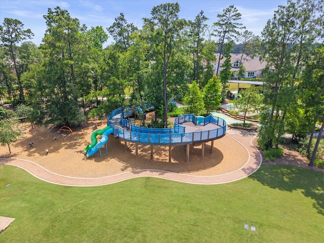 17511 Autumn Leaves Dr, Conroe, TX 77302 - view of pool with a yard and view of wooded area