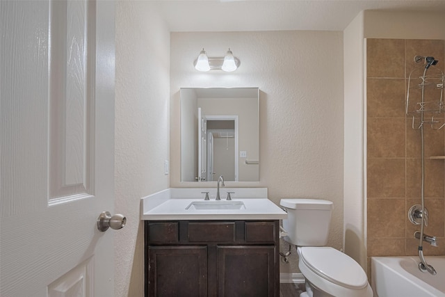 3423 Single Ridge Way, Katy, TX 77493 - full bathroom featuring vanity, toilet, shower / bathtub combination, and a textured wall
