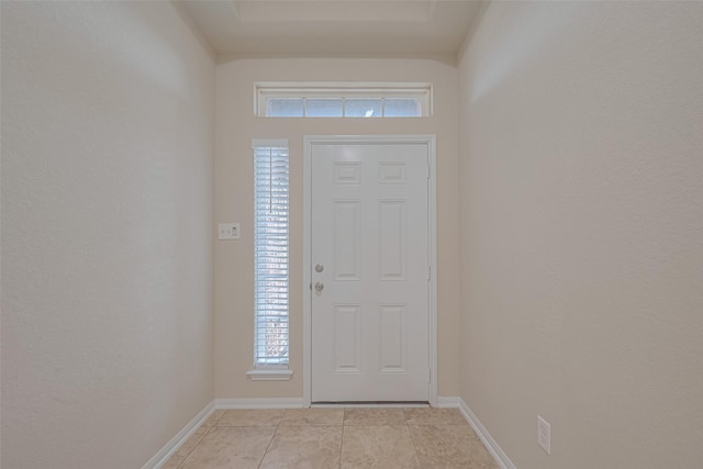 3423 Single Ridge Way, Katy, TX 77493 - entrance foyer with healthy amount of natural light, baseboards, and light tile patterned floors