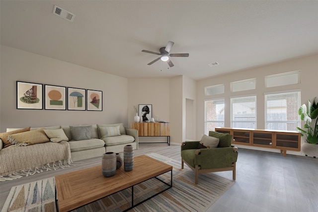 3423 Single Ridge Way, Katy, TX 77493 - living area with a ceiling fan and light wood-type flooring