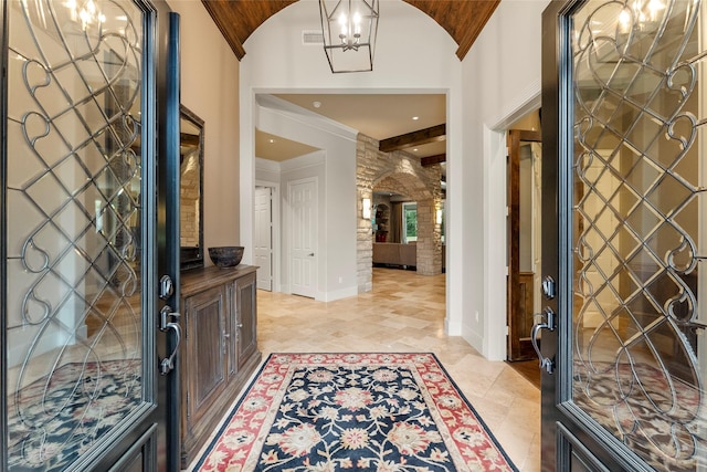 2722 N Southern Oaks Dr, Houston, TX 77068 - foyer entrance featuring a chandelier and vaulted ceiling