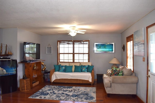 26656 Fm 457, Sargent, TX 77414 - living room featuring wood finished floors and ceiling fan