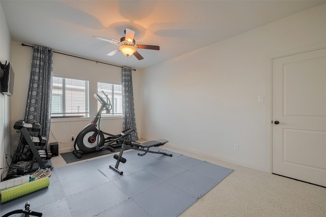 27003 Lindenwood Creek Ln, Katy, TX 77494 - workout room with a ceiling fan and baseboards
