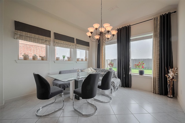 27003 Lindenwood Creek Ln, Katy, TX 77494 - tiled dining space with a chandelier and baseboards