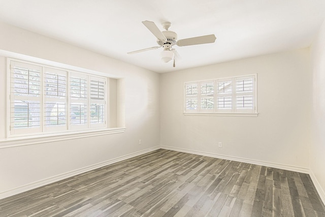 5247 Ariel St, Houston, TX 77096 - unfurnished room with wood finished floors, baseboards, and ceiling fan