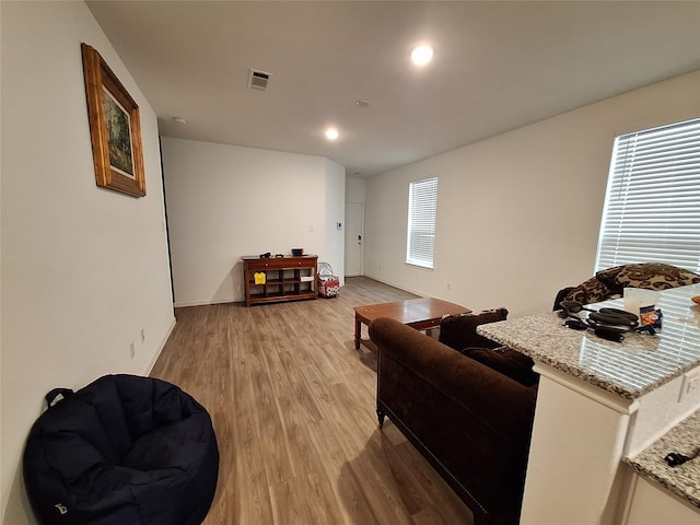 21402 Rising Fawn Rd, Porter, TX 77365 - living room featuring light wood finished floors and recessed lighting