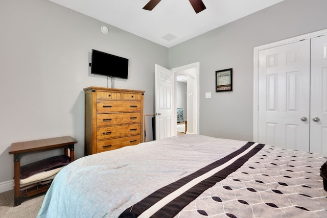 24240 Oak Hollow Blvd, Hockley, TX 77447 - carpeted bedroom featuring a closet and a ceiling fan