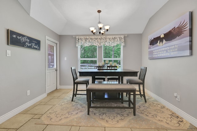 24240 Oak Hollow Blvd, Hockley, TX 77447 - dining space featuring a chandelier, lofted ceiling, baseboards, and light stone finish flooring