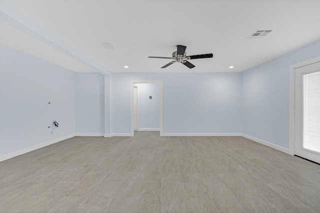 5623 Cerritos Dr, Houston, TX 77035 - spare room featuring a ceiling fan, recessed lighting, and baseboards