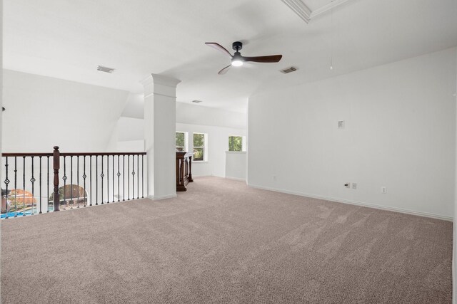 35 Dewdrift Pl, The Woodlands, TX 77382 - carpeted spare room featuring a ceiling fan, attic access, and baseboards