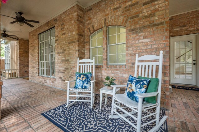 35 Dewdrift Pl, The Woodlands, TX 77382 - view of patio featuring ceiling fan