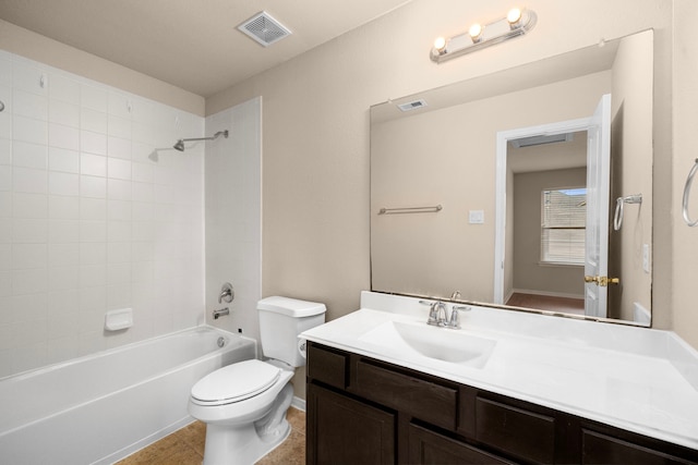 25426 Saddlebrook Champion Way, Tomball, TX 77375 - bathroom featuring toilet, vanity, and shower / bathtub combination