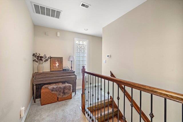 3303 New Garden View Ln, Houston, TX 77018 - hall featuring carpet flooring, an upstairs landing, and baseboards