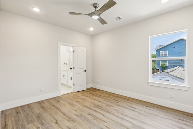 3722 Nathaniel Brown St, Houston, TX 77021 - spare room with light wood-style floors, ceiling fan, baseboards, and recessed lighting