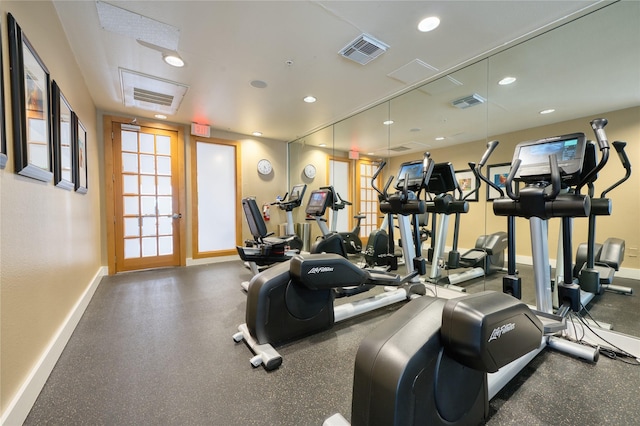 3505 Sage Rd Unit 2405, Houston, TX 77056 - workout area with baseboards and recessed lighting