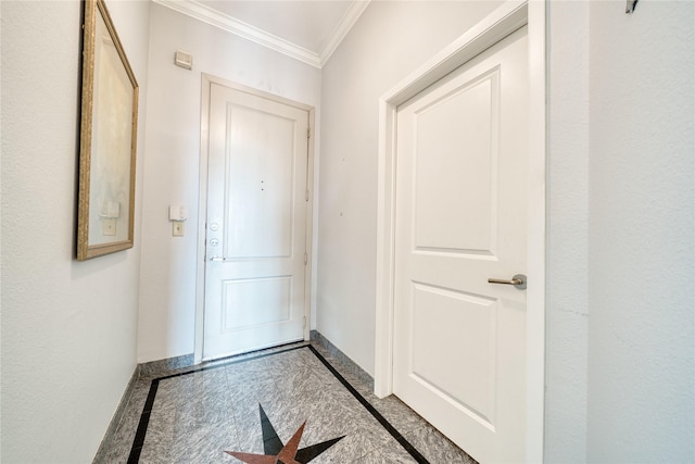 3505 Sage Rd Unit 2405, Houston, TX 77056 - doorway to outside featuring inlaid floor details and crown molding