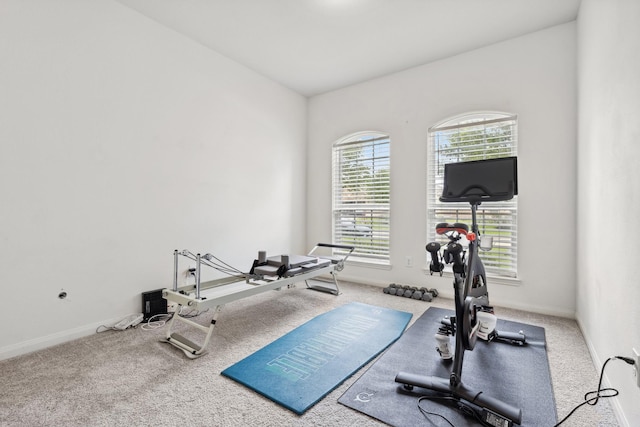 20423 Barrel Run Dr, Hockley, TX 77447 - exercise area featuring carpet floors and baseboards