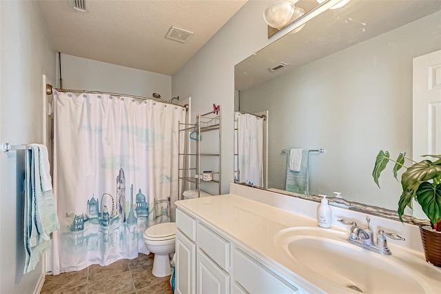 15131 Live Oak Bend Way, Cypress, TX 77429 - full bath with toilet, vanity, a shower with curtain, and tile patterned floors