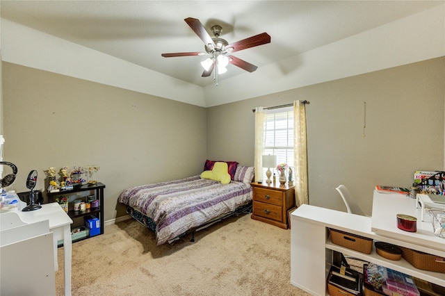 9710 Wild Orange Ct, Spring, TX 77379 - bedroom with light colored carpet and a ceiling fan