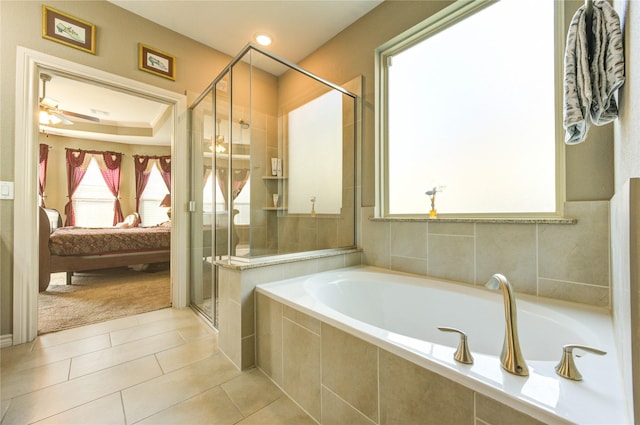 9710 Wild Orange Ct, Spring, TX 77379 - full bath featuring ensuite bathroom, a bath, a shower stall, and tile patterned flooring