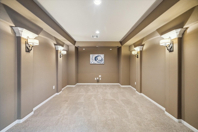 14603 Hampton Green Ln, Houston, TX 77044 - carpeted cinema room with ornate columns, baseboards, and recessed lighting