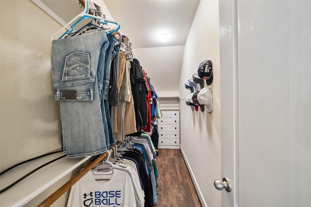31318 Evergreen Park Ln, Conroe, TX 77385 - walk in closet with dark wood-style floors