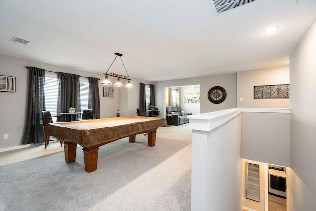 8414 Bay Ridge Cir, Baytown, TX 77523 - playroom featuring billiards, light colored carpet, and baseboards