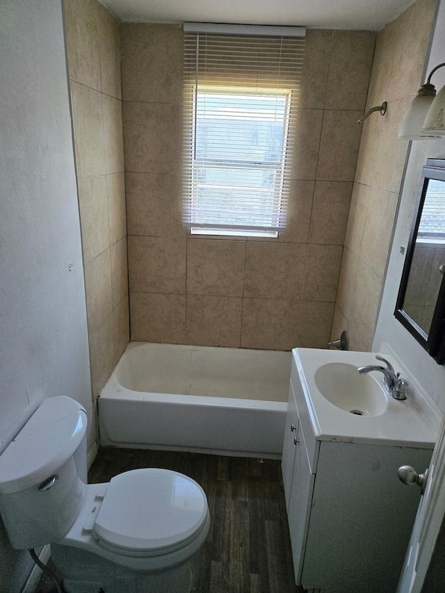 4412 Alvin St, Houston, TX 77051 - bathroom with toilet, vanity, wood finished floors, and  shower combination