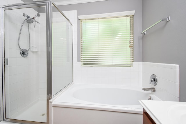 3219 Forest Willow Ln, Houston, TX 77068 - full bath with a bath, a shower stall, vanity, and healthy amount of natural light