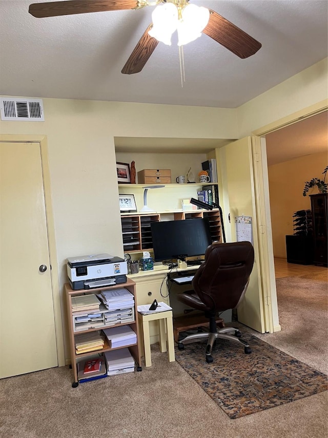 7575 Katy Fwy Unit 29, Houston, TX 77024 - carpeted home office with a ceiling fan
