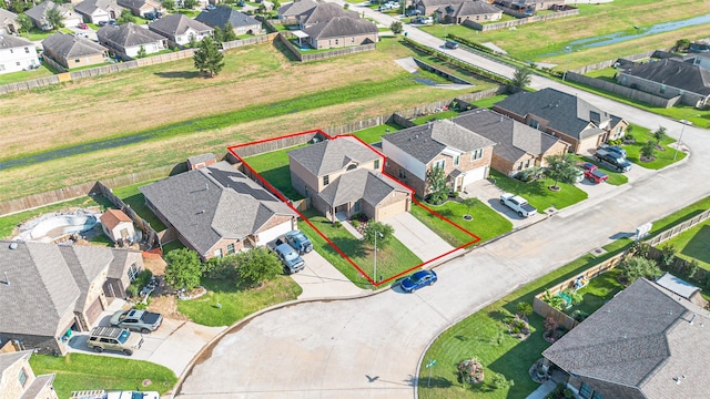 10015 Black Birch Ln, Tomball, TX 77375 - aerial perspective of suburban area with property parcel outlined