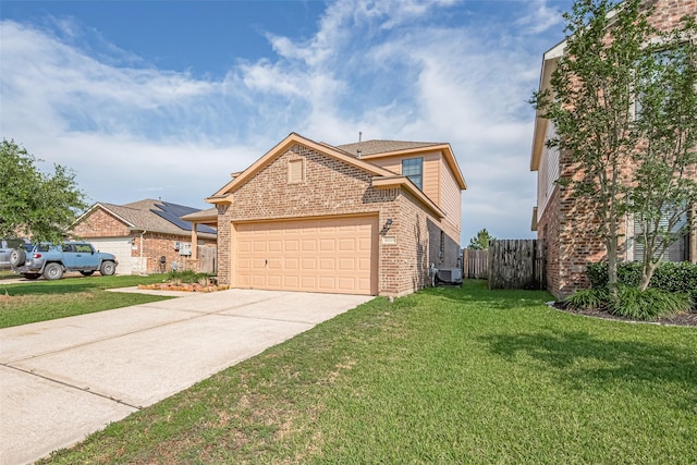 10015 Black Birch Ln, Tomball, TX 77375 - view of side of property featuring brick siding, an attached garage, cooling unit, and concrete driveway