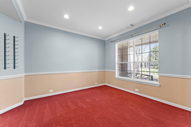 2411 Clippers Sq, Houston, TX 77058 - spare room with baseboards, carpet floors, recessed lighting, and crown molding