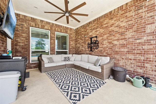 5219 Camp Creek Rd, Baytown, TX 77523 - view of patio / terrace with outdoor lounge area and a ceiling fan