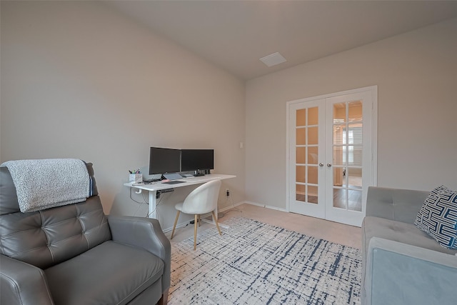 2535 Sandbar Shark Ct, Katy, TX 77449 - office space with french doors, carpet flooring, and baseboards