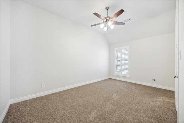 2314 Umber Oaks Ln, Brookshire, TX 77423 - spare room with carpet, a ceiling fan, baseboards, and lofted ceiling