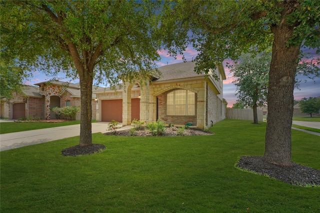 8727 Debbie Terrace Dr, Cypress, TX 77433 - single story home with an attached garage, concrete driveway, and stone siding