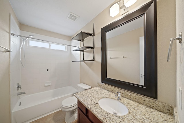 8727 Debbie Terrace Dr, Cypress, TX 77433 - bathroom with vanity, toilet, and bathing tub / shower combination