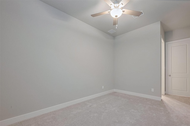 5106 Blooming Hibiscus Ln, Manvel, TX 77578 - empty room with light carpet, a ceiling fan, baseboards, and vaulted ceiling