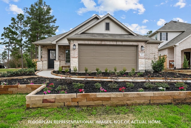 8043 Kay Harbor Dr, Cypress, TX 77433 - view of front facade featuring an attached garage and brick siding