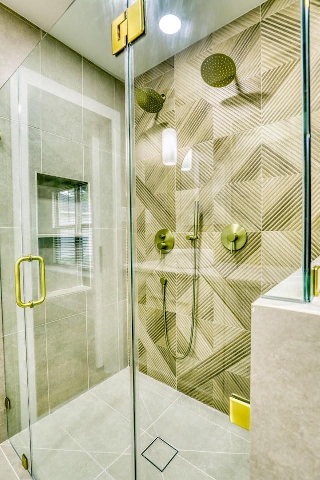 2519 Parana Dr, Houston, TX 77080 - bathroom with a stall shower and tile patterned floors