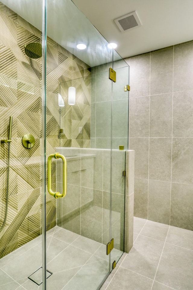 2519 Parana Dr, Houston, TX 77080 - bathroom featuring tile patterned floors and a shower stall