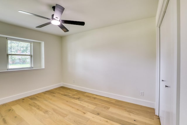 2519 Parana Dr, Houston, TX 77080 - empty room with baseboards, light wood-style flooring, and ceiling fan