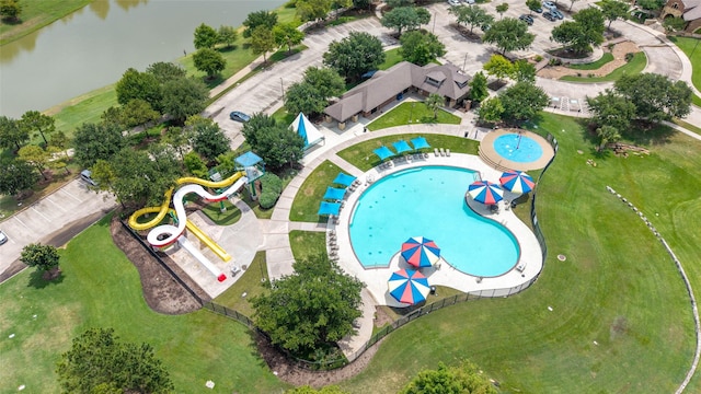 25303 Hall Meadow Ln, Katy, TX 77494 - aerial view of a pool and a large body of water