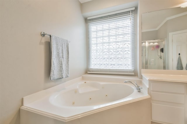12202 Salt River Valley Ln, Humble, TX 77346 - full bathroom with a stall shower and a tub with jets