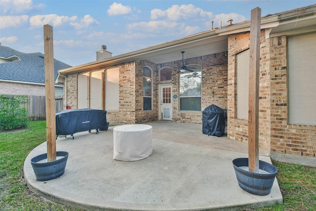 12202 Salt River Valley Ln, Humble, TX 77346 - view of patio / terrace featuring ceiling fan and grilling area