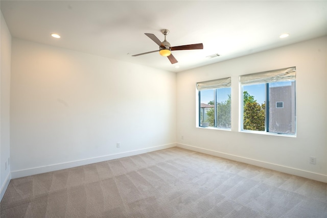 11502 Royal Tower Pl, Houston, TX 77082 - unfurnished room featuring baseboards, light colored carpet, ceiling fan, and recessed lighting