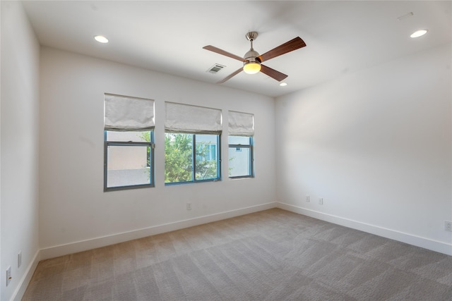 11502 Royal Tower Pl, Houston, TX 77082 - unfurnished room featuring light carpet, a ceiling fan, baseboards, and recessed lighting