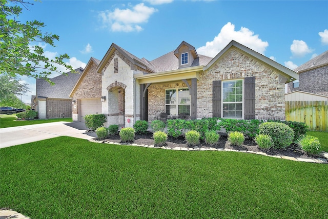 28111 Middlewater View Ln, Katy, TX 77494 - french provincial home featuring driveway, brick siding, an attached garage, and stone siding