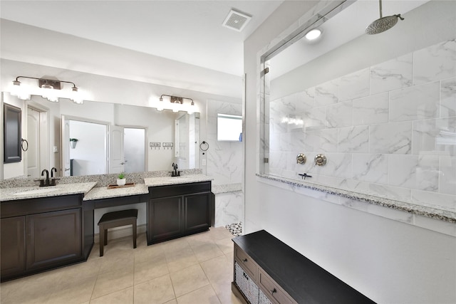 28111 Middlewater View Ln, Katy, TX 77494 - bathroom featuring a walk in shower and double vanity